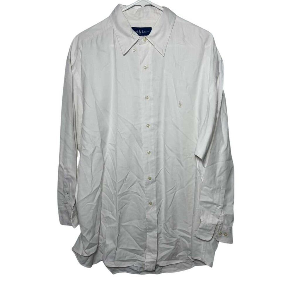 Ralph Lauren Yarmouth Button Down Shirt Men Size 17 XL White Long Sleeve